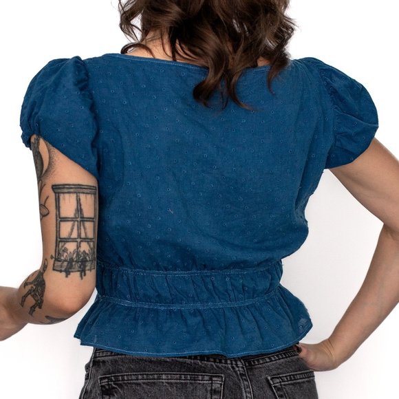 Paris Atelier • US 4 • Short Sleeve Blouse • Royal Blue - Picture 5 of 6